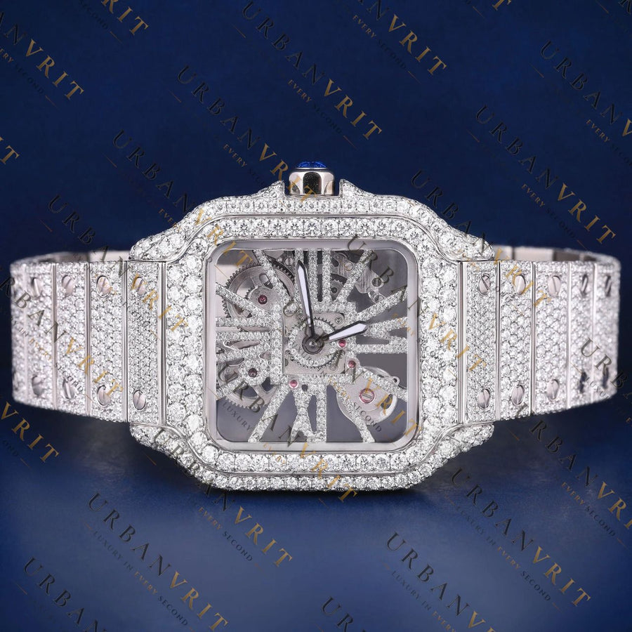 Skeleton Santos VVS1 D Color Moissanite Watch