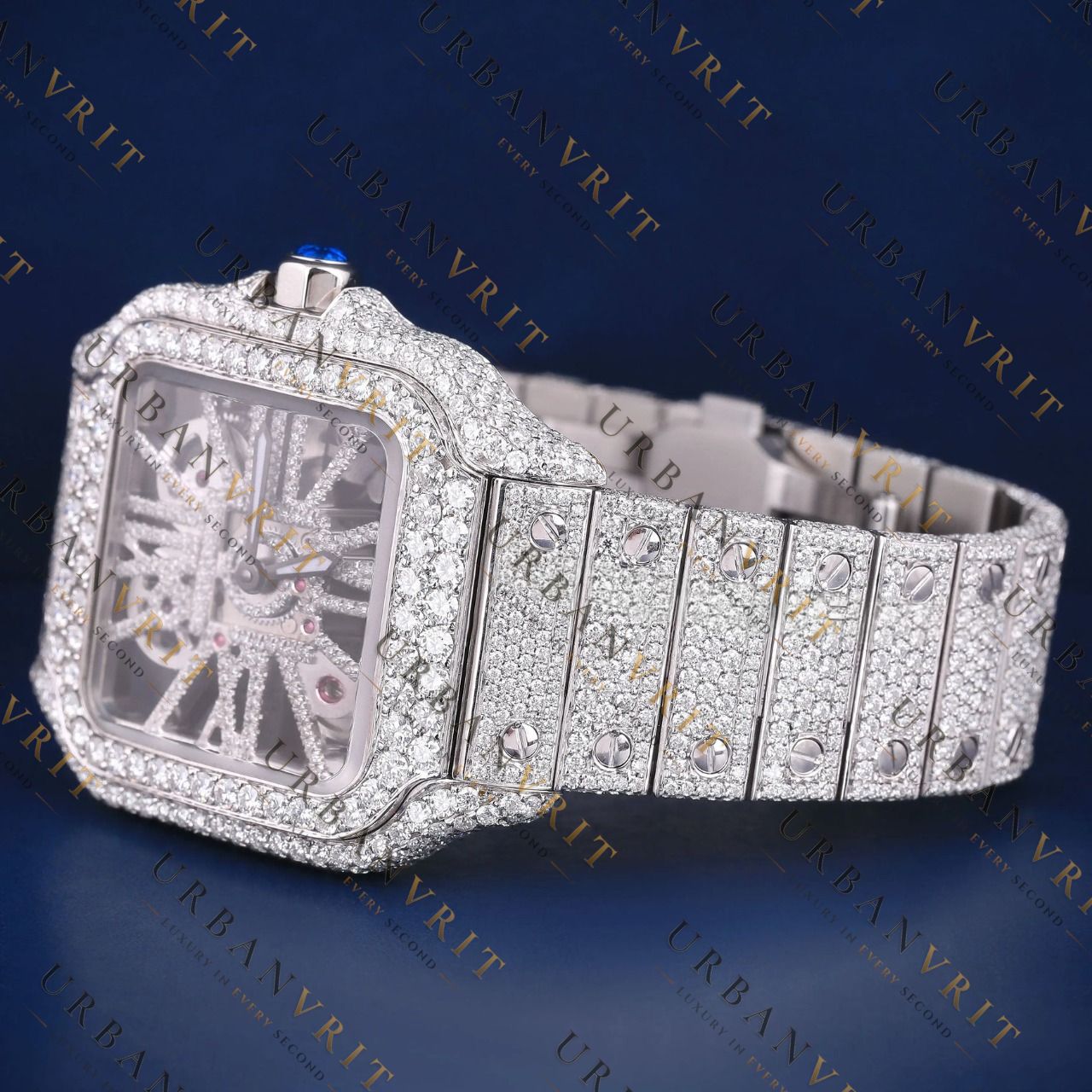 Skeleton Santos VVS1 D Color Moissanite Watch