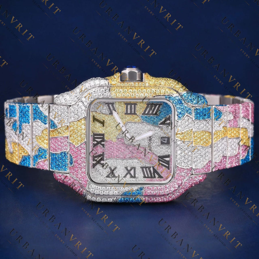 Rainbow Santos VVS1 D Color Moissanite Watch