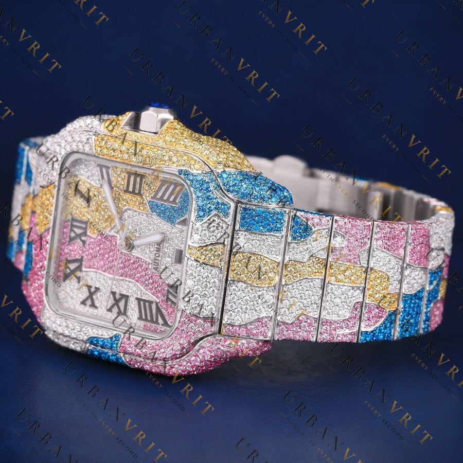 Rainbow Santos VVS1 D Color Moissanite Watch