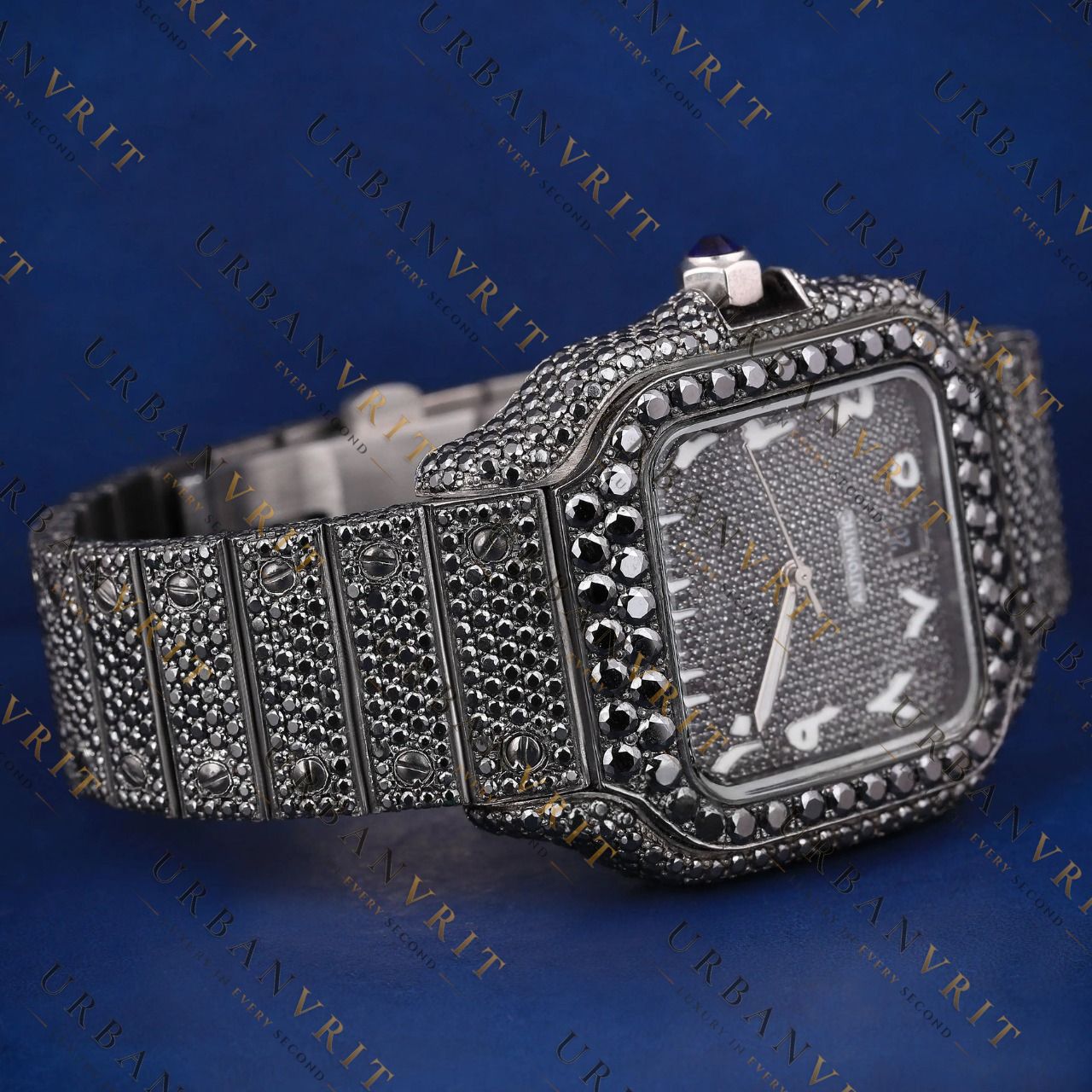 Black Diamond Santos VVS1 D Color Moissanite Watch