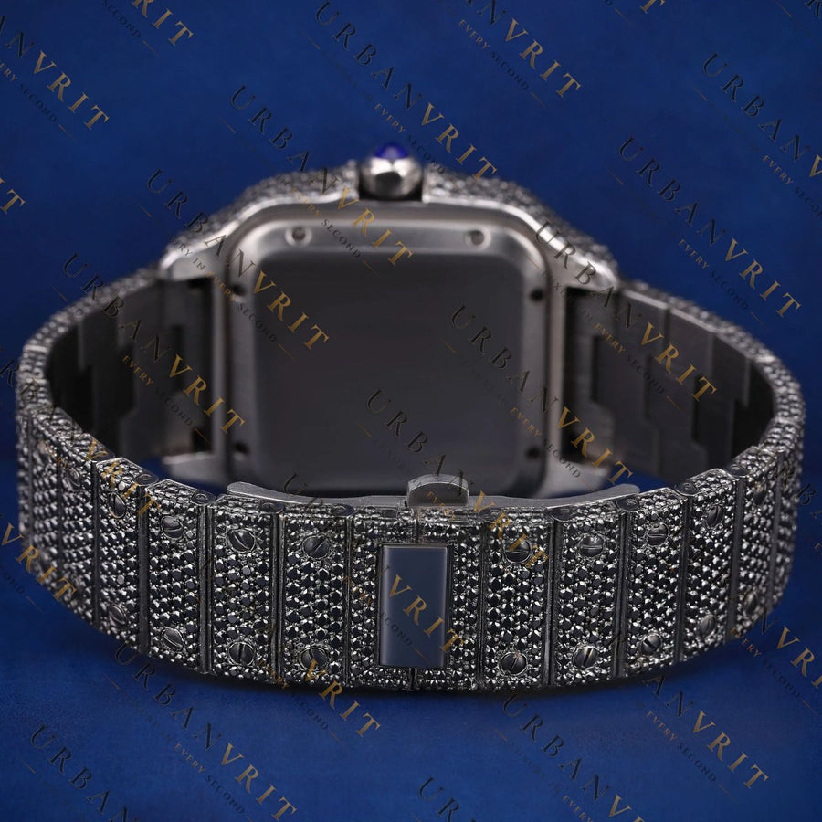 Black Diamond Santos VVS1 D Color Moissanite Watch