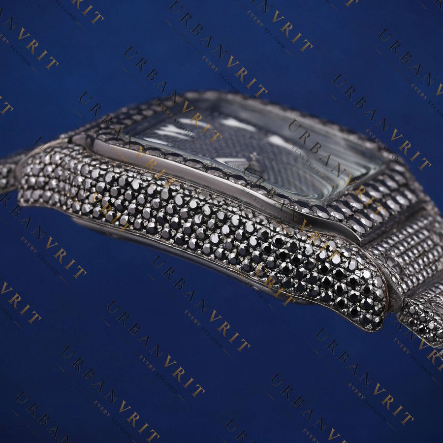 Black Diamond Santos VVS1 D Color Moissanite Watch