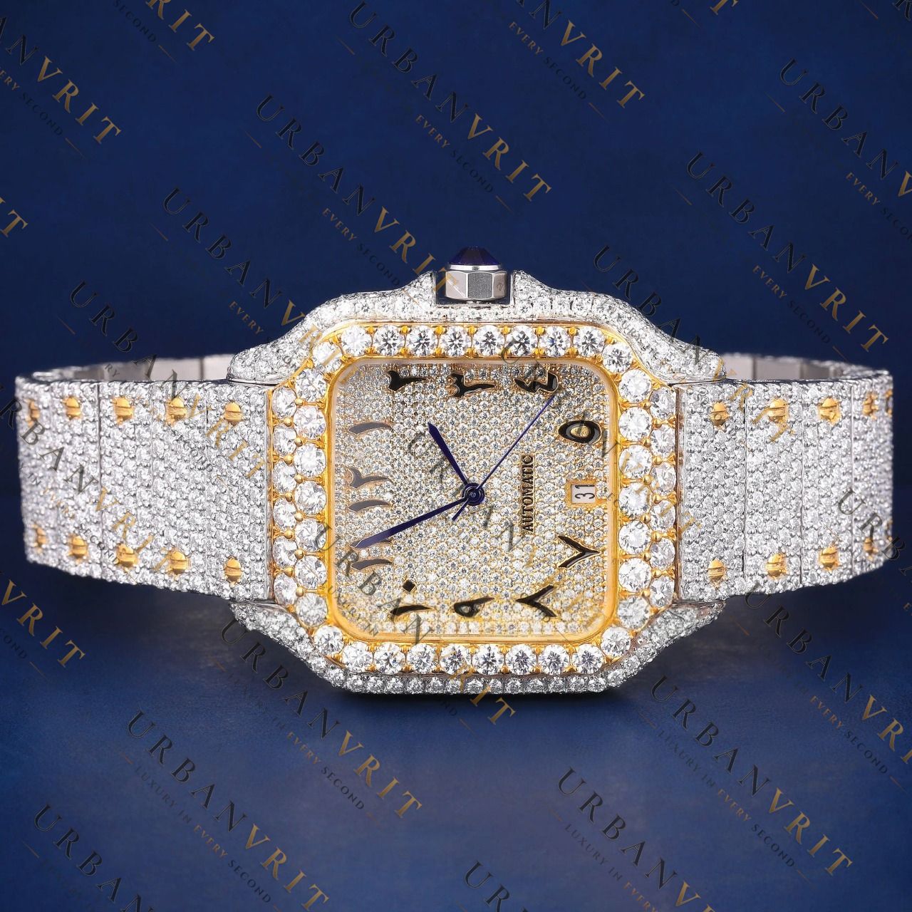Two Tone Santos VVS1 D Color Moissanite Watch