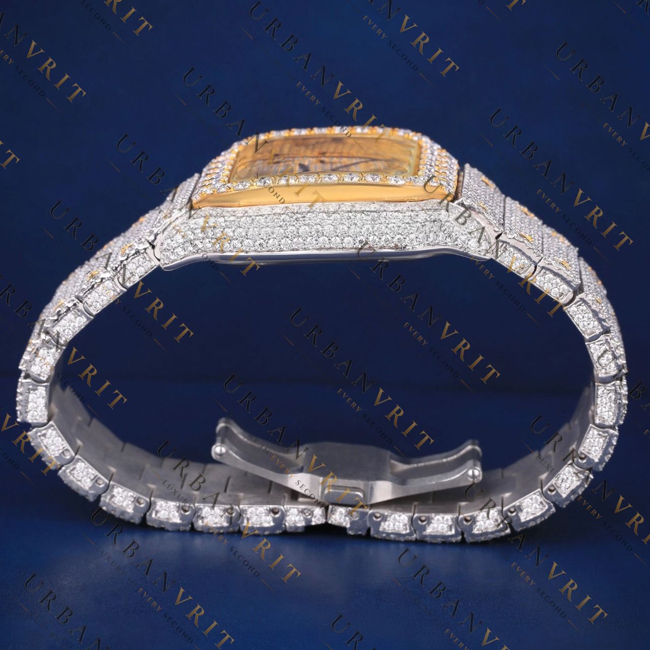 Two Tone Santos VVS1 D Color Moissanite Watch