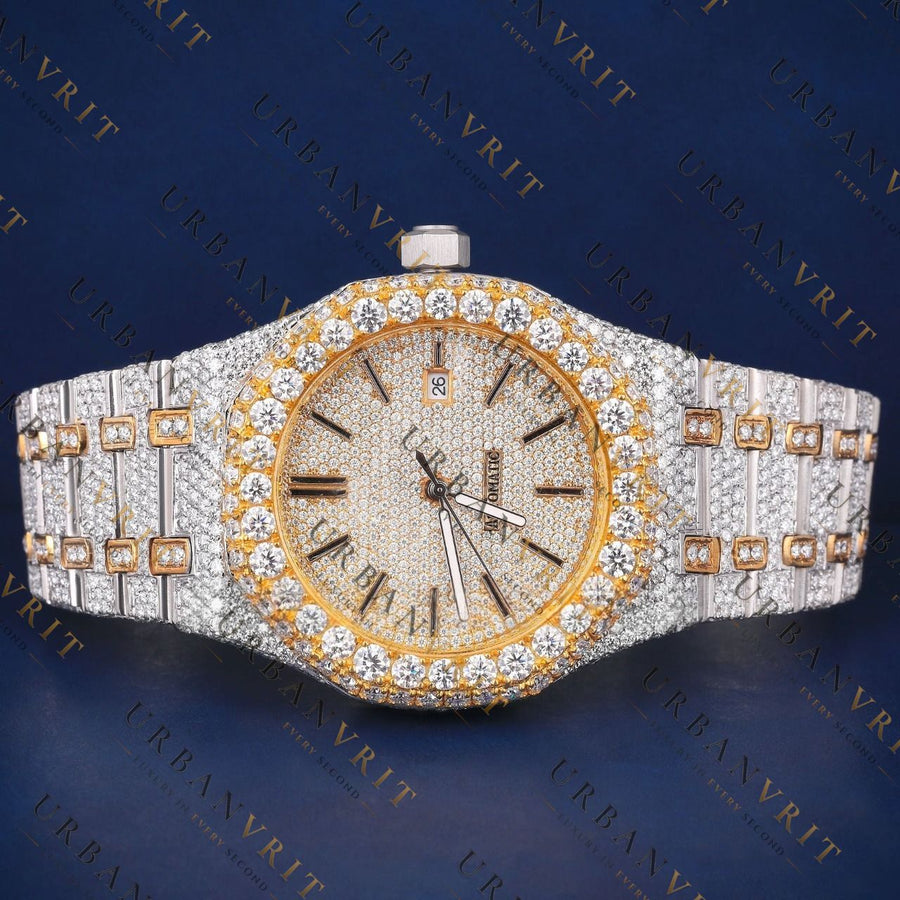Two Tone Day-Date VVS1 D Color Moissanite Watch