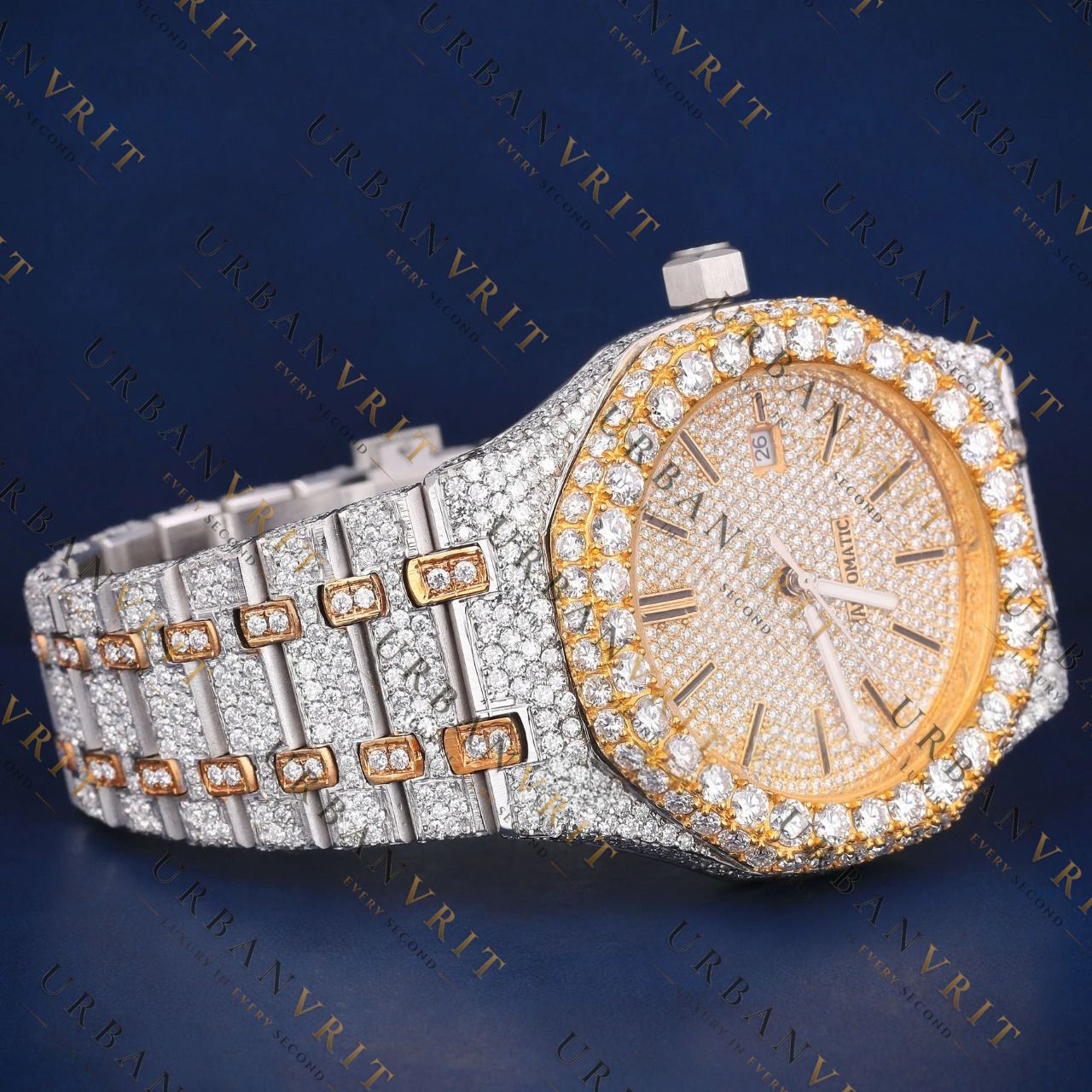 Two Tone Day-Date VVS1 D Color Moissanite Watch