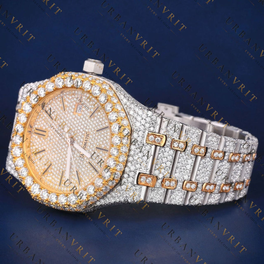 Two Tone Day-Date VVS1 D Color Moissanite Watch