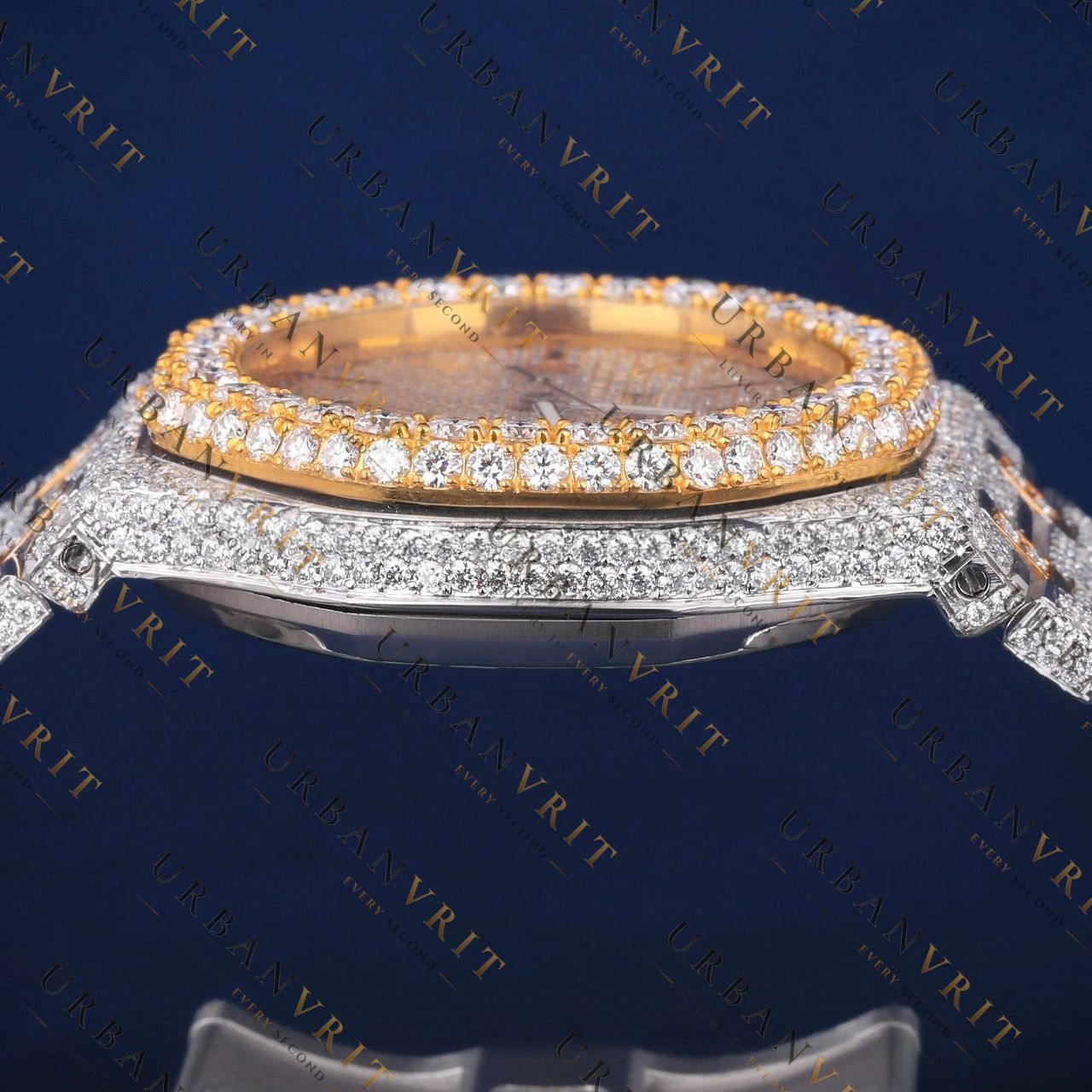 Two Tone Day-Date VVS1 D Color Moissanite Watch