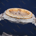Two Tone Day-Date VVS1 D Color Moissanite Watch