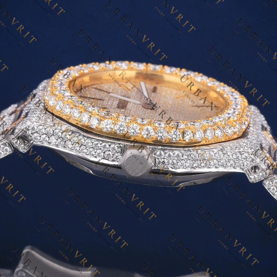 Two Tone Day-Date VVS1 D Color Moissanite Watch