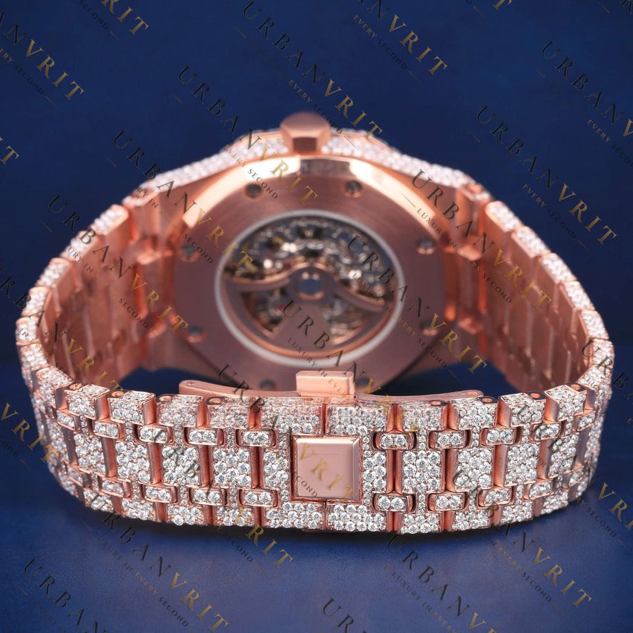 Rose Gold Skeleton VVS1 D Color Moissanite Watch
