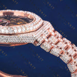 Rose Gold Skeleton VVS1 D Color Moissanite Watch