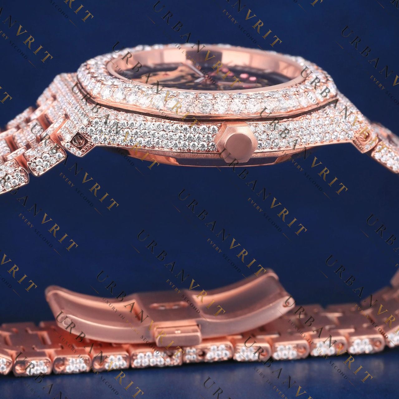 Rose Gold Skeleton VVS1 D Color Moissanite Watch