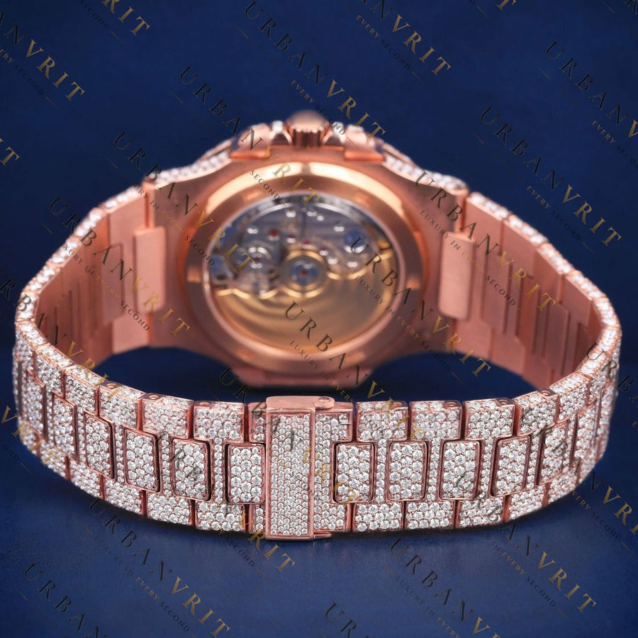 Rose Gold Baguette VVS1 D Color Moissanite Watch