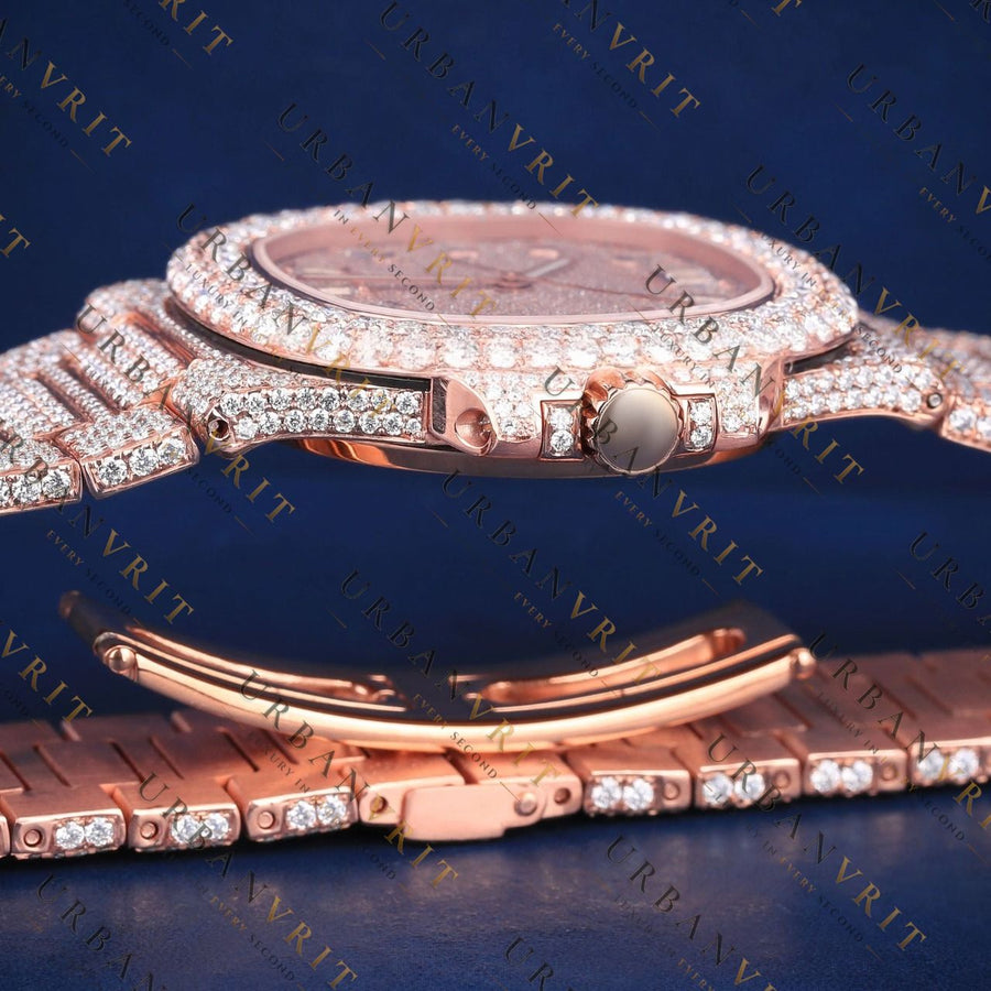 Rose Gold Baguette VVS1 D Color Moissanite Watch