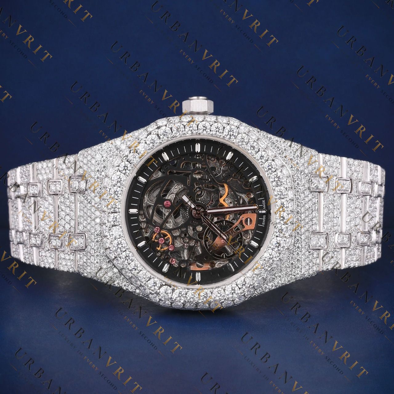 Skeleton Dial VVS1 D Moissanite Watch