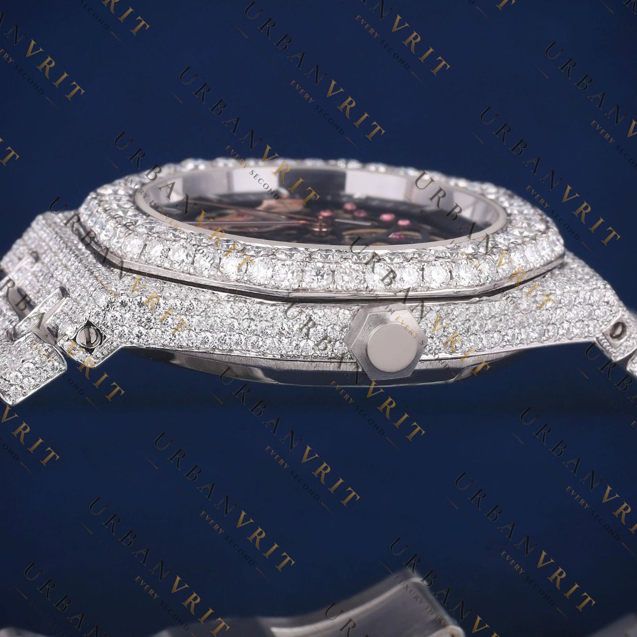 Skeleton Dial VVS1 D Moissanite Watch