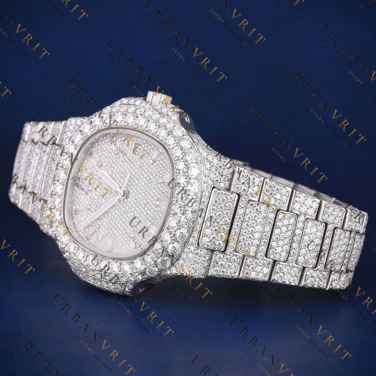 Fully Iced VVS1 D Color Moissanite Watch