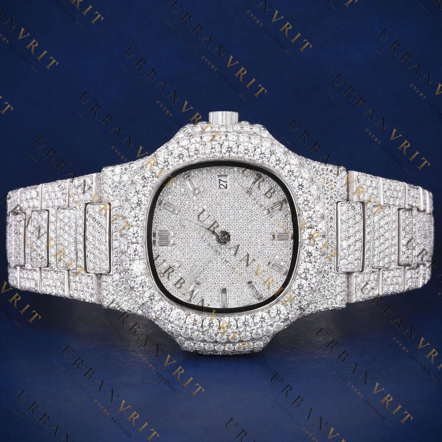 Fully Iced VVS1 D Color Moissanite Watch