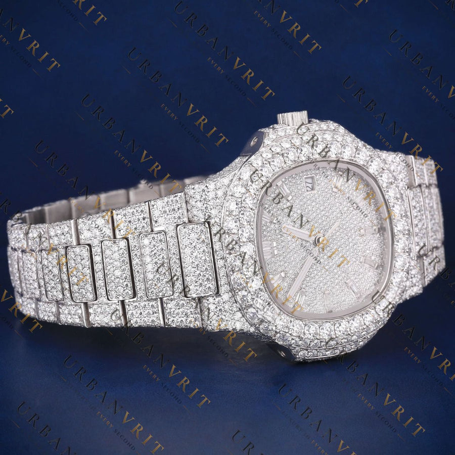 Fully Iced VVS1 D Color Moissanite Watch