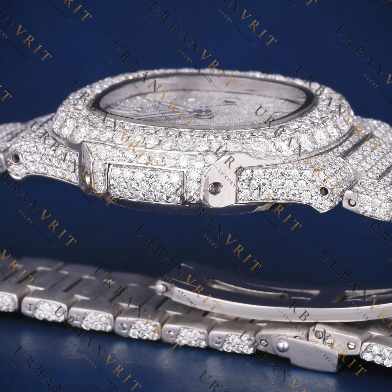 Fully Iced VVS1 D Color Moissanite Watch