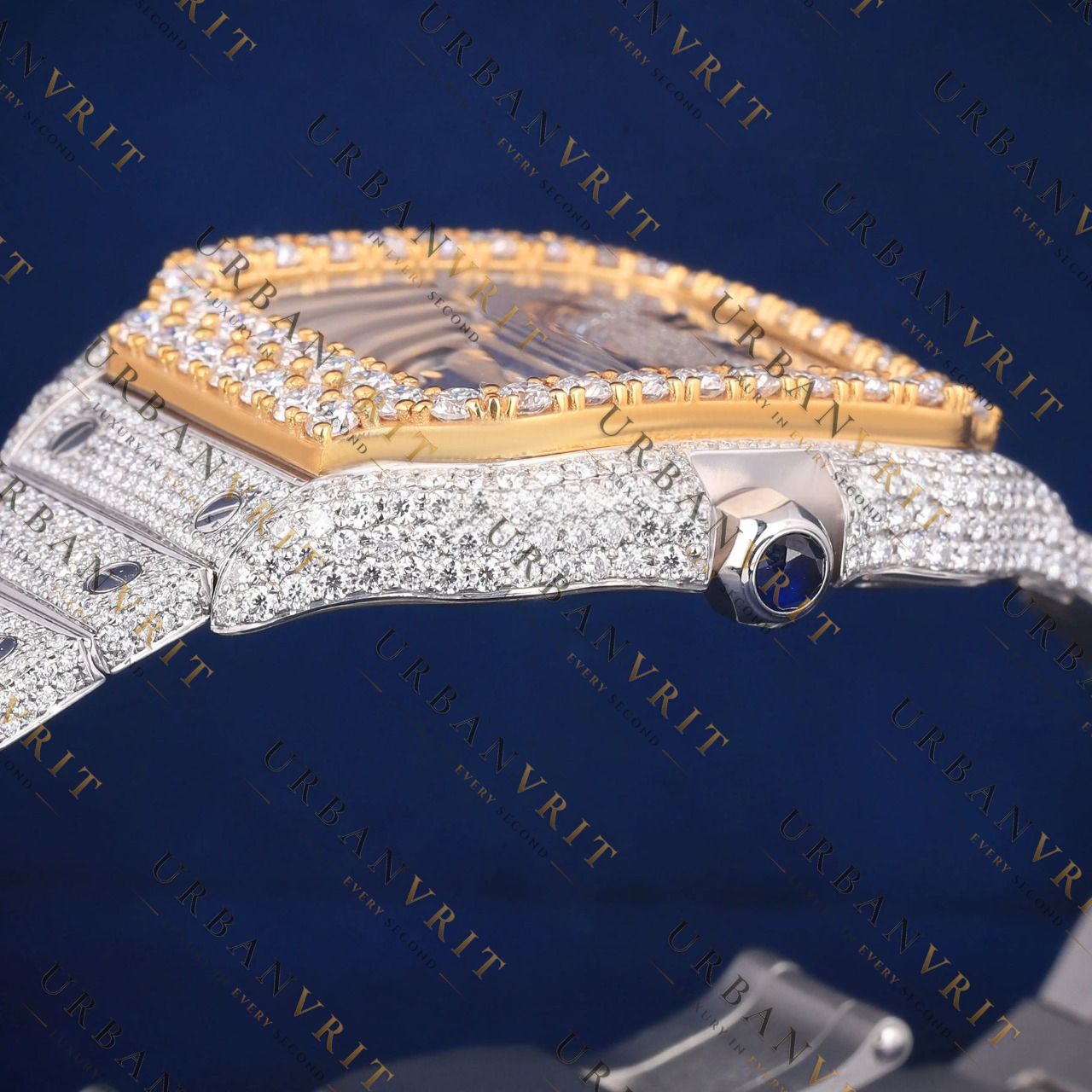 Luxury Two Tone Roman Numeral VVS1 D Color  Moissanite Watch