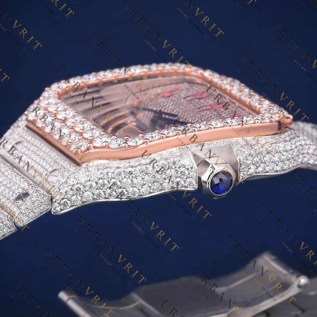 Pink Arabic  VVS1 D-Color Moissanite Watch
