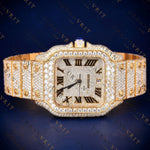 Luxury Gold Roman Dial VVS1 D Moissanite Watch