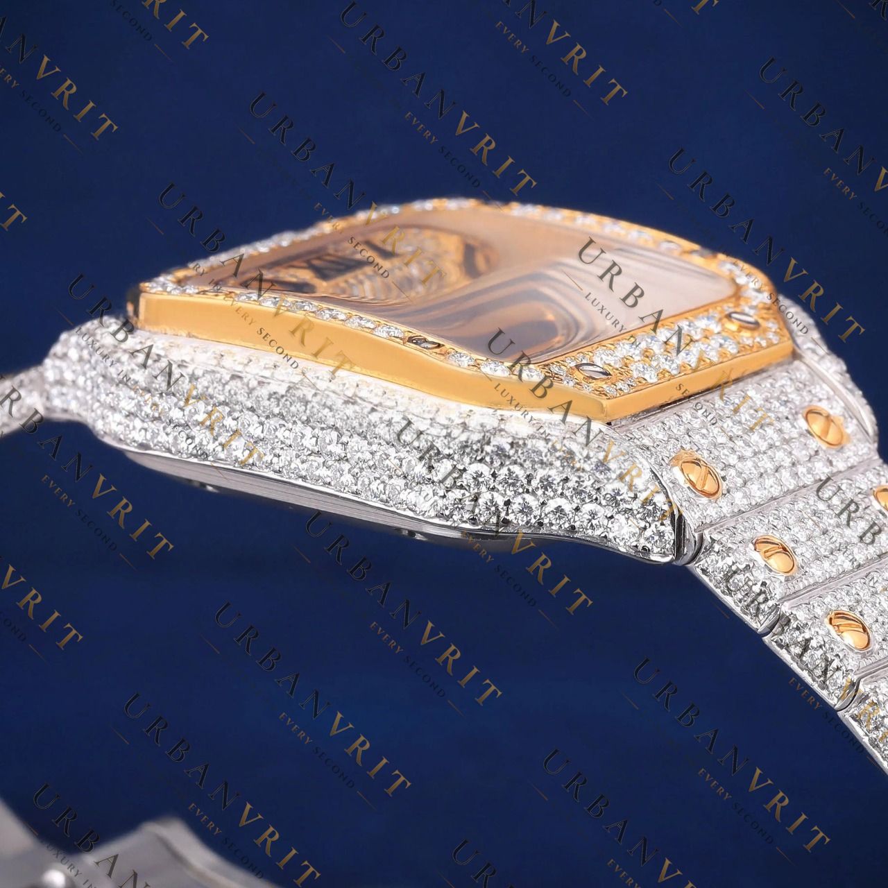 Luxury Two Tone Roman Dial Watch VVS1 D Color Moissanite Watch