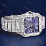 Blue Roman Dial  VVS1 D Color Moissanite Watch