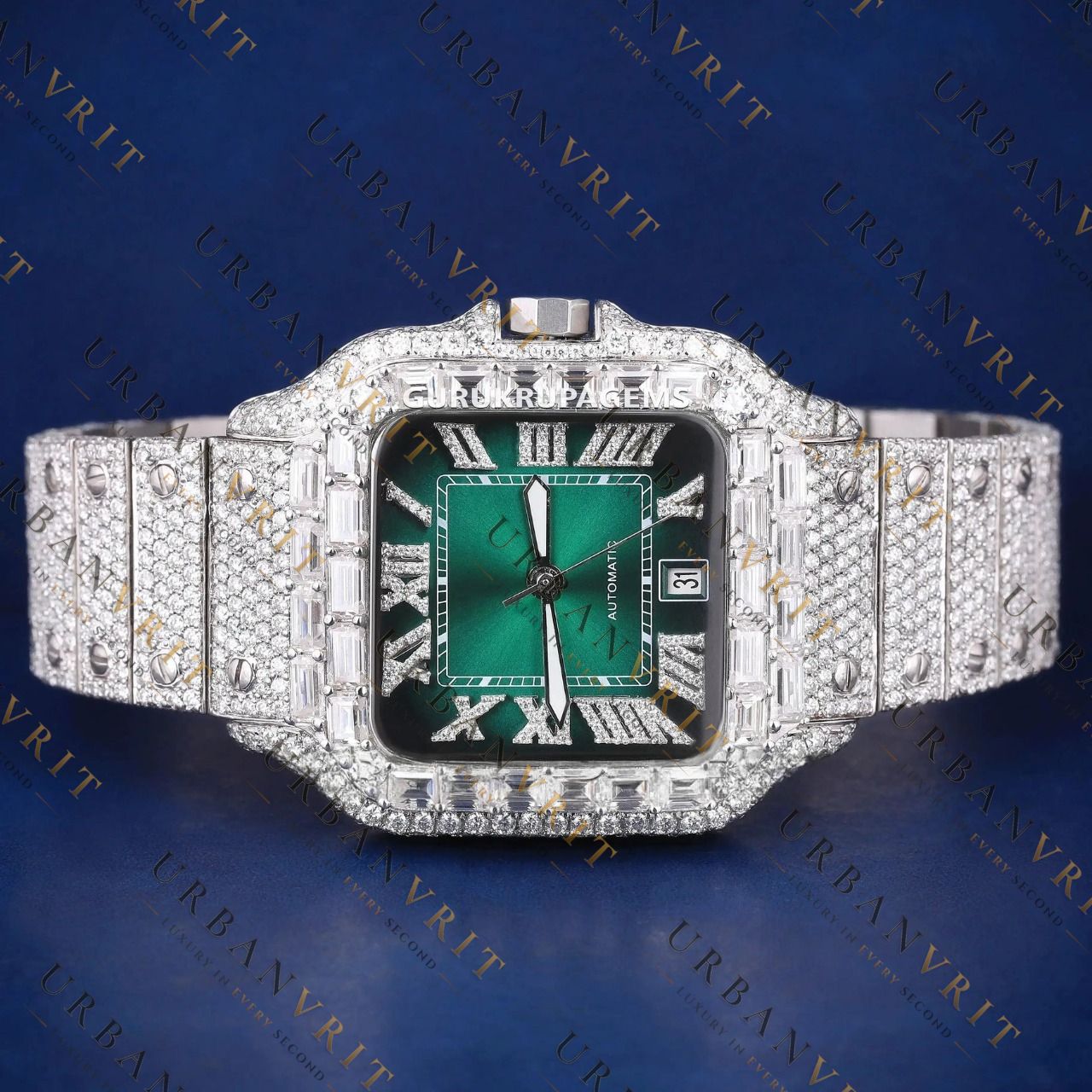 Luxury Green Dial VVS1 D Moissanite Watch