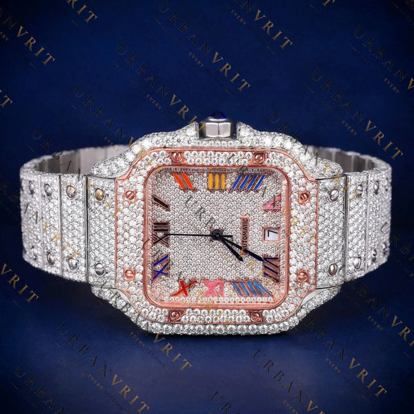 Rainbow Roman Numeral VVS1 D Color Moissanite Watch