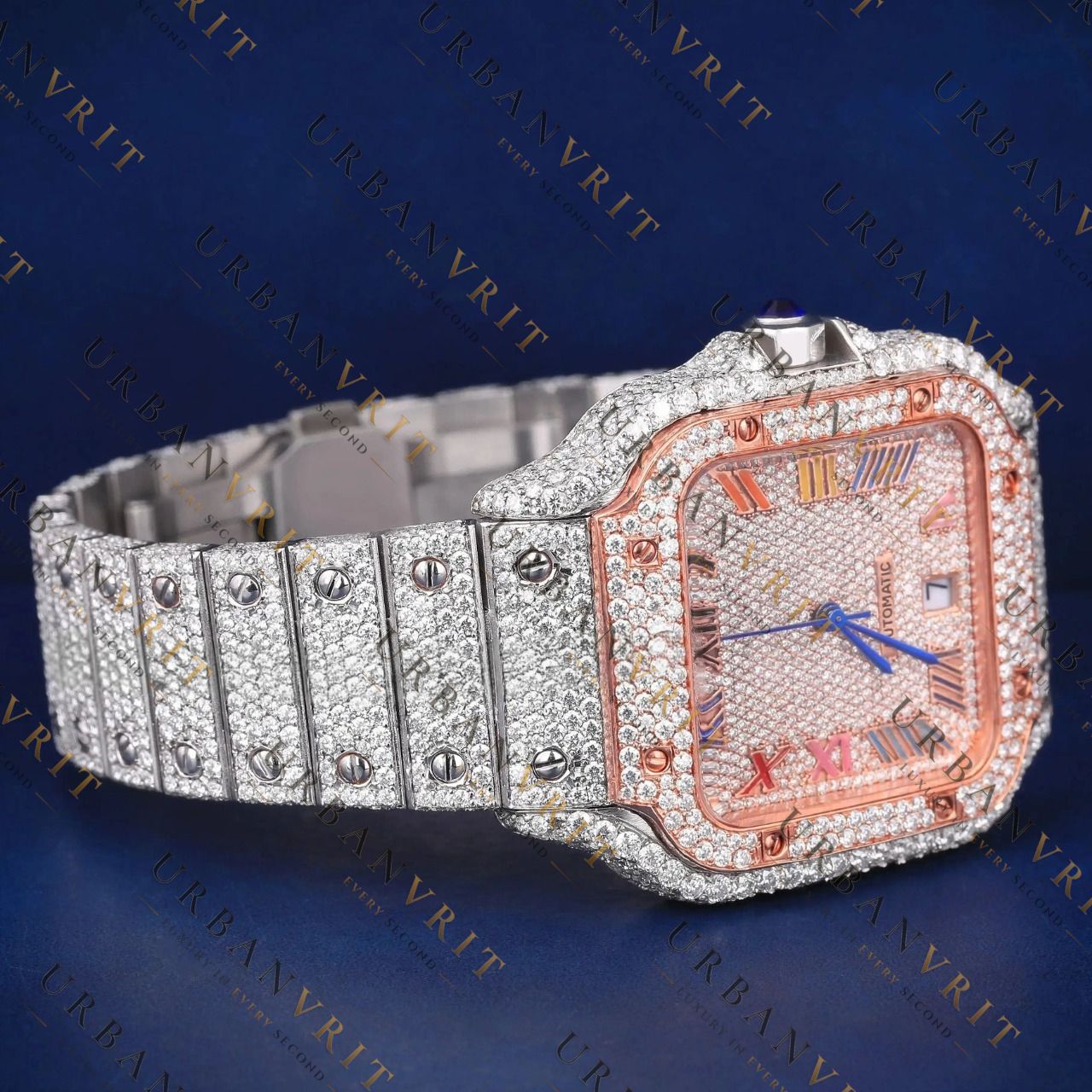Rainbow Roman Numeral VVS1 D Color Moissanite Watch