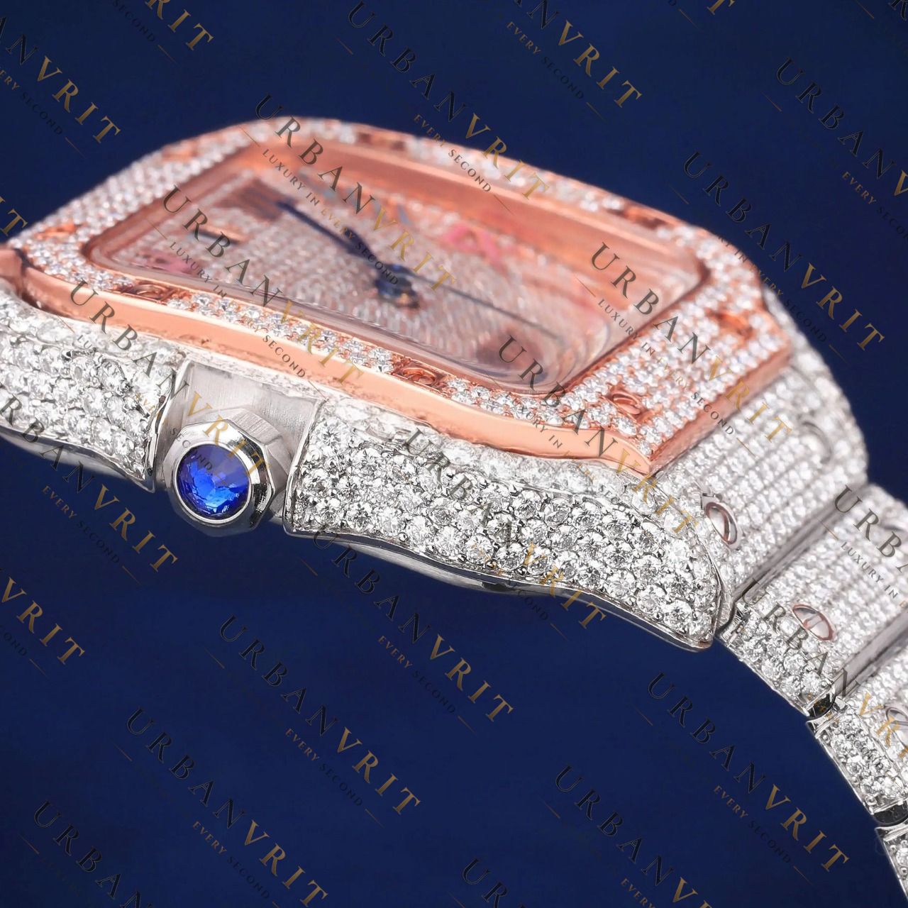 Rainbow Roman Numeral VVS1 D Color Moissanite Watch