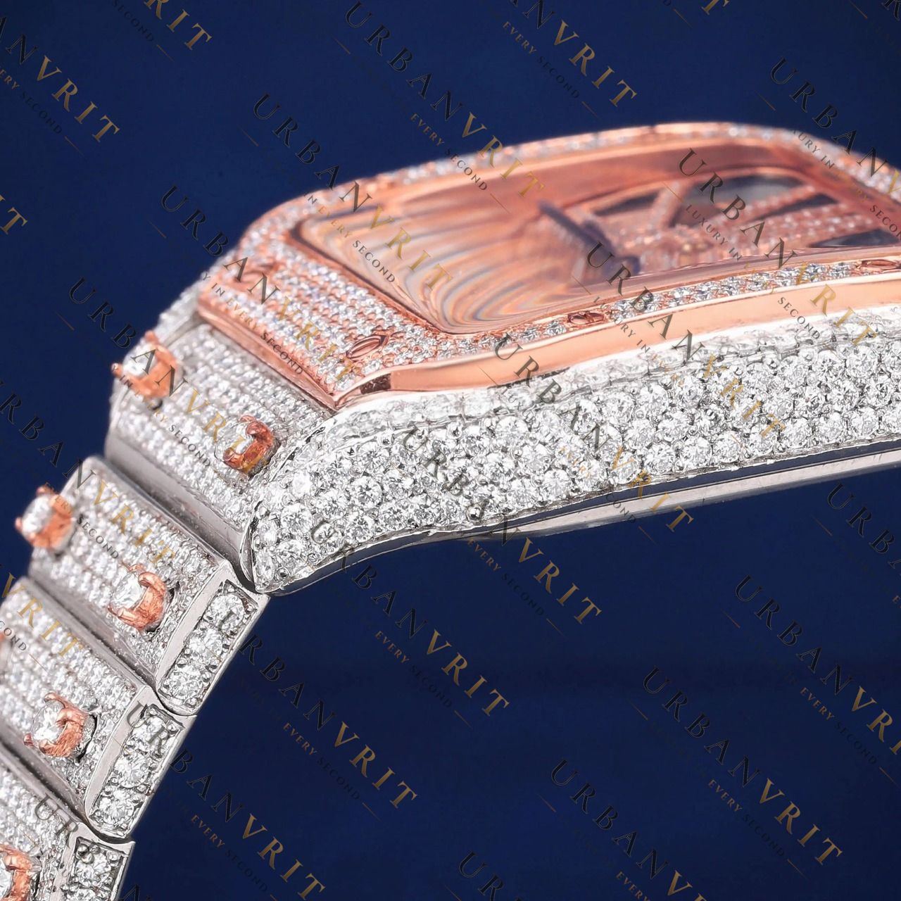 Skeleton Rose Gold VVS1 D Color Moissanite Watch