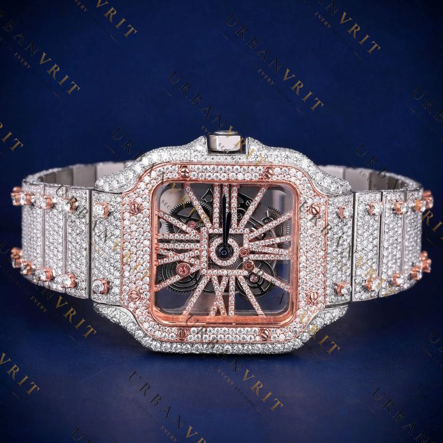 Skeleton Rose Gold VVS1 D Color Moissanite Watch