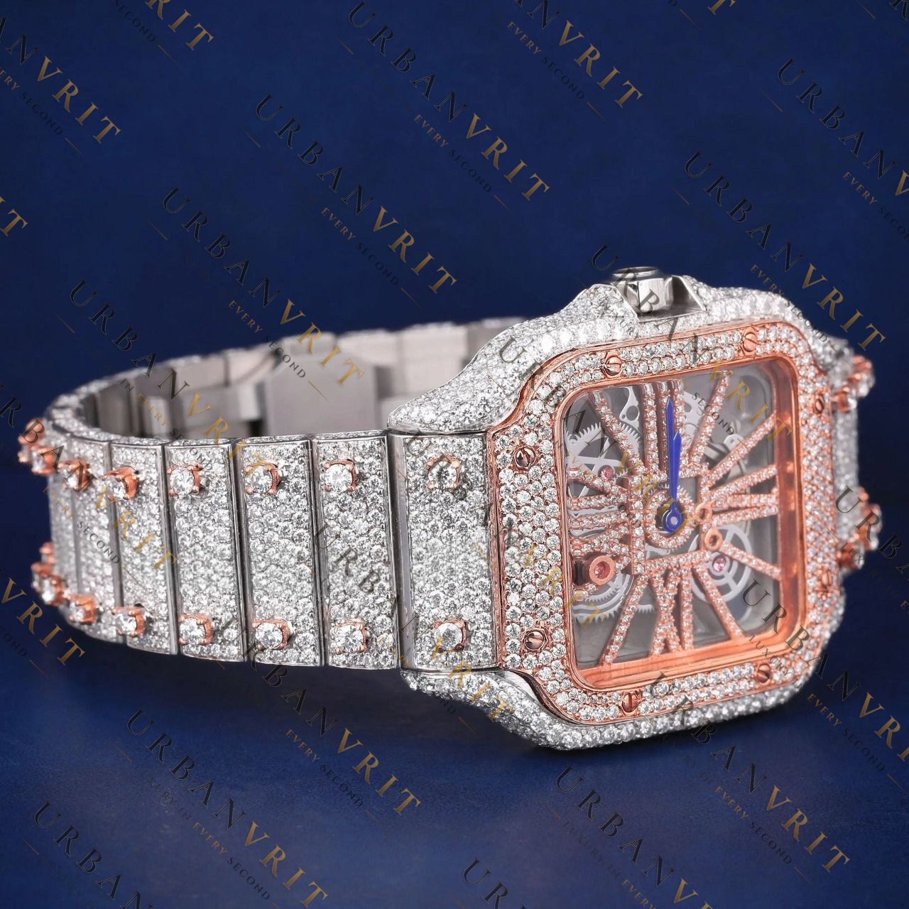 Skeleton Rose Gold VVS1 D Color Moissanite Watch