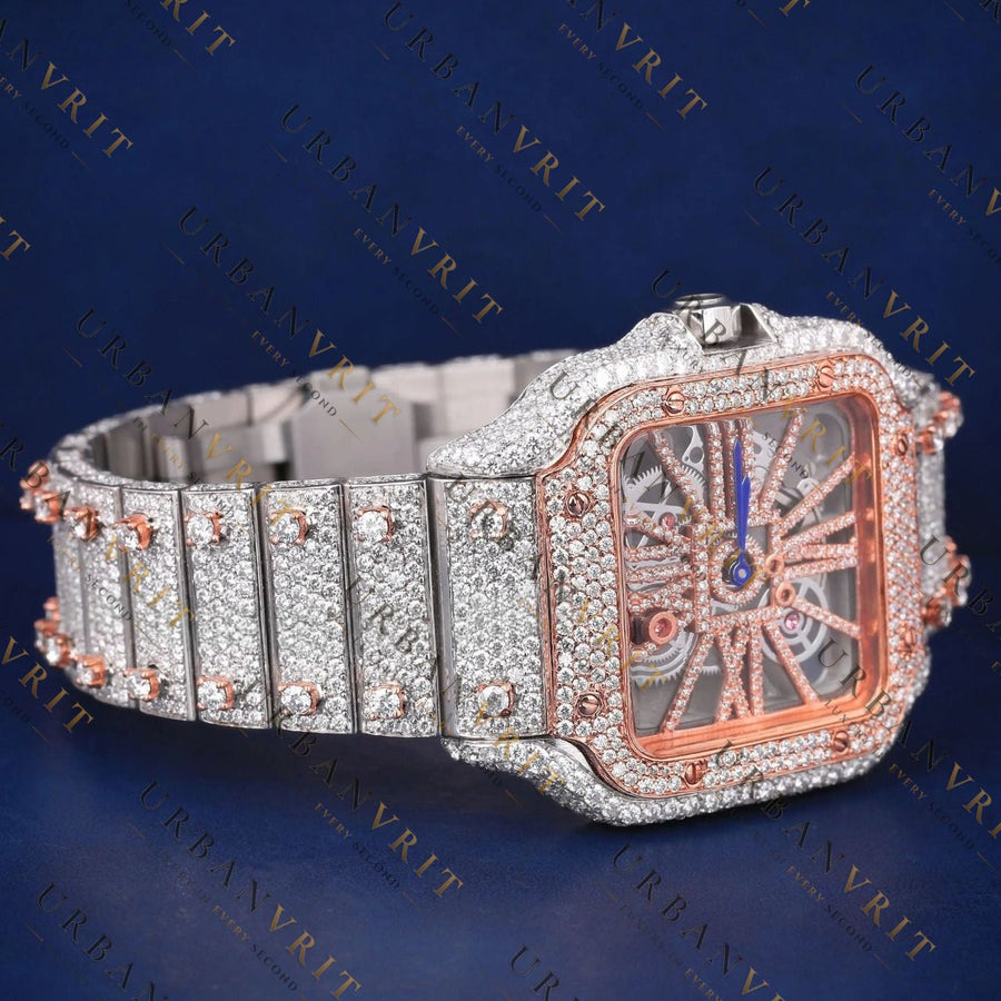 Skeleton Rose Gold VVS1 D Color Moissanite Watch