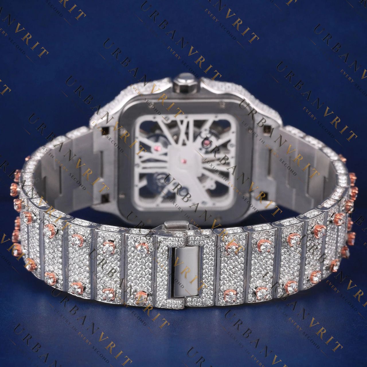 Skeleton Rose Gold VVS1 D Color Moissanite Watch