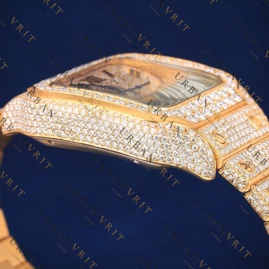 Luxury Gold Roman Dial VVS1 D Moissanite Watch