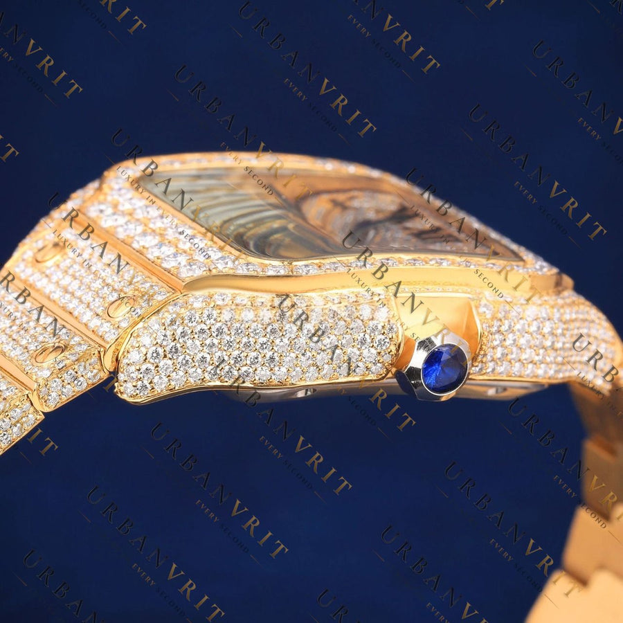 Luxury Gold Roman Dial VVS1 D Moissanite Watch
