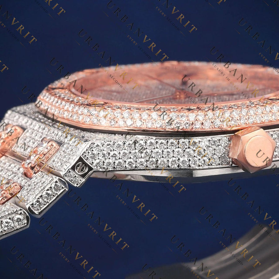 Luxury Rose Gold Oak VVS1 D Color Moissanite Watch
