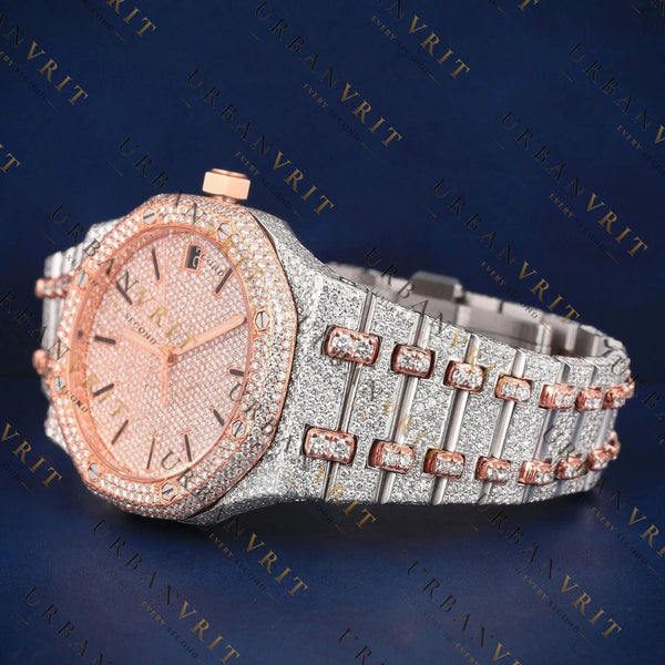 Luxury Rose Gold Oak VVS1 D Color Moissanite Watch