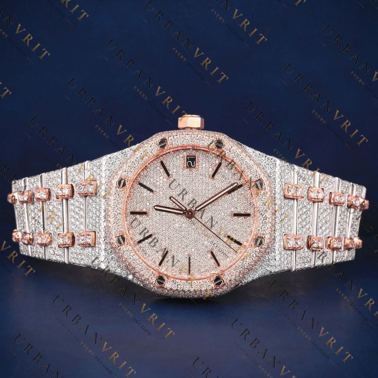 Luxury Rose Gold Oak VVS1 D Color Moissanite Watch