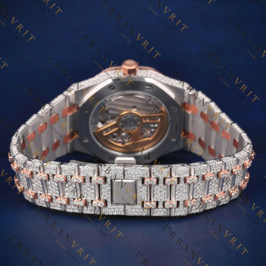 Luxury Rose Gold Oak VVS1 D Color Moissanite Watch
