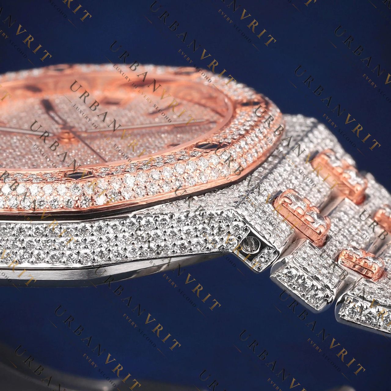 Luxury Rose Gold Oak VVS1 D Color Moissanite Watch