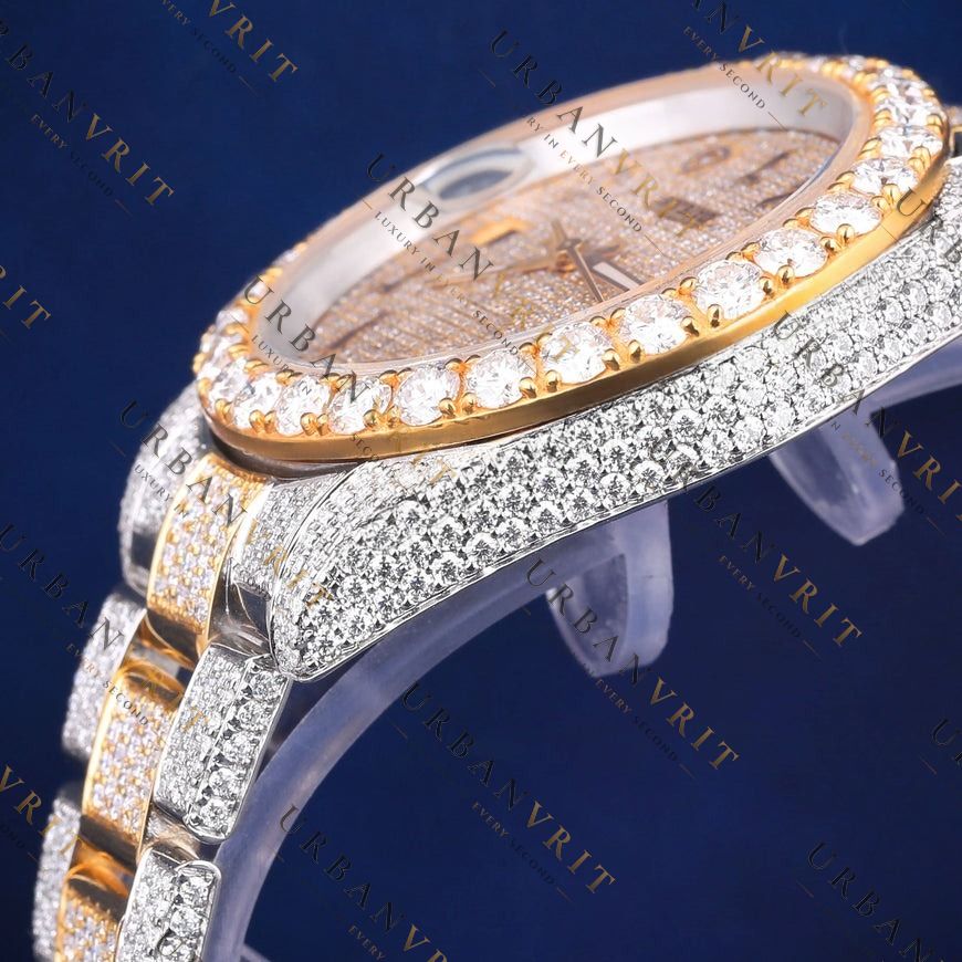 Two Tone Arabic Dial VVS1 D Color Moissanite Watch