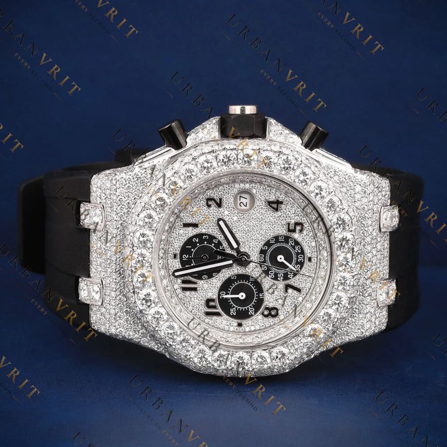 Fully Iced Out Chronograph VVS1 D Color Moissanite Watch