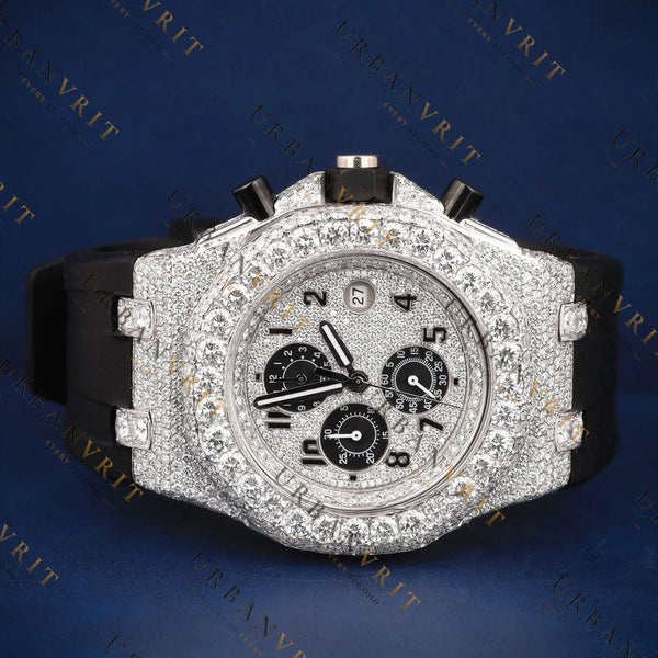 Fully Iced Out Chronograph VVS1 D Color Moissanite Watch